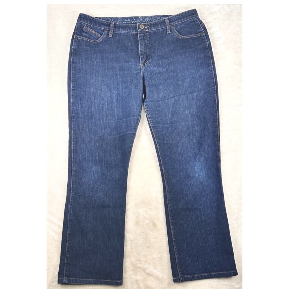 Wrangler Q-Baby Jeans 17/18x34 Dark Wash No Gap Mid Rise Bootcut Cowgirl